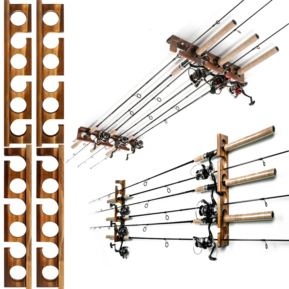 Hardwood wall & ceiling rack — 2 sets · up to 12 rods · carbonization