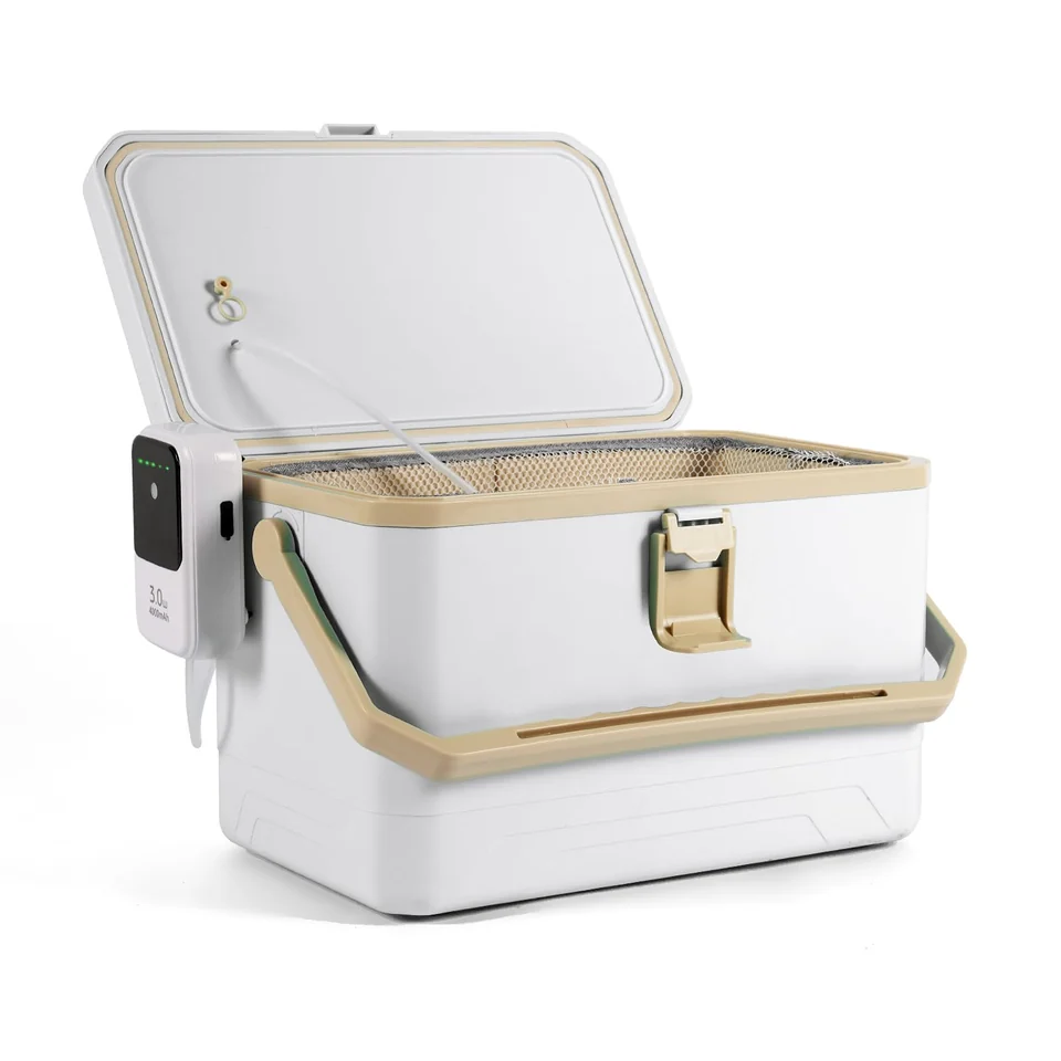 11-quart bait cooler & aerator — White · 4000 mAh aerator
