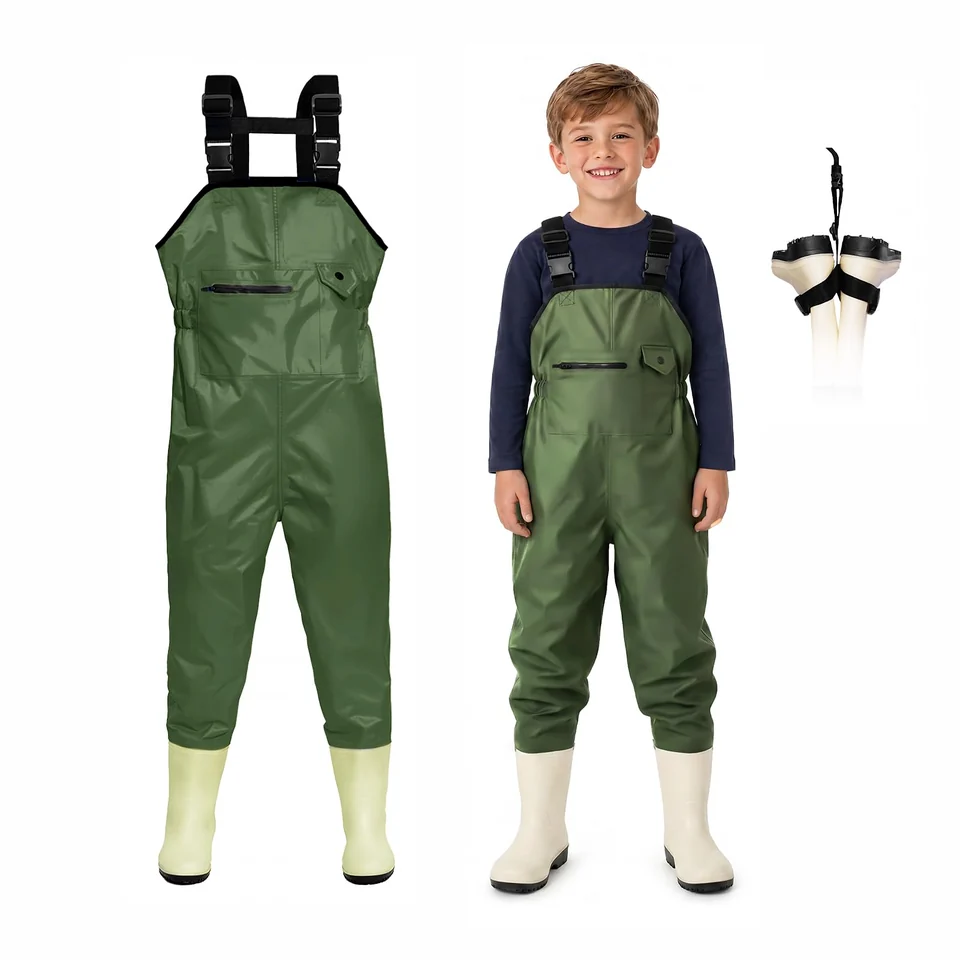 Kids’ bootfoot chest waders — 4/5 Little Kid · green